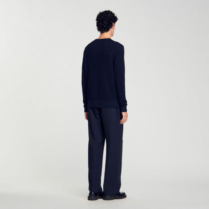 Rice Cotton Textured Knit Jumper Navy Blue