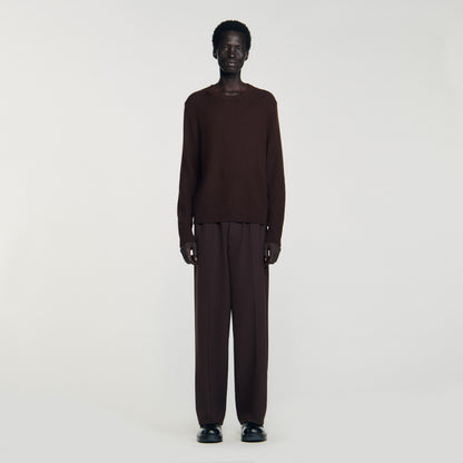 Rice Cotton Textured Knit Jumper Chocolate