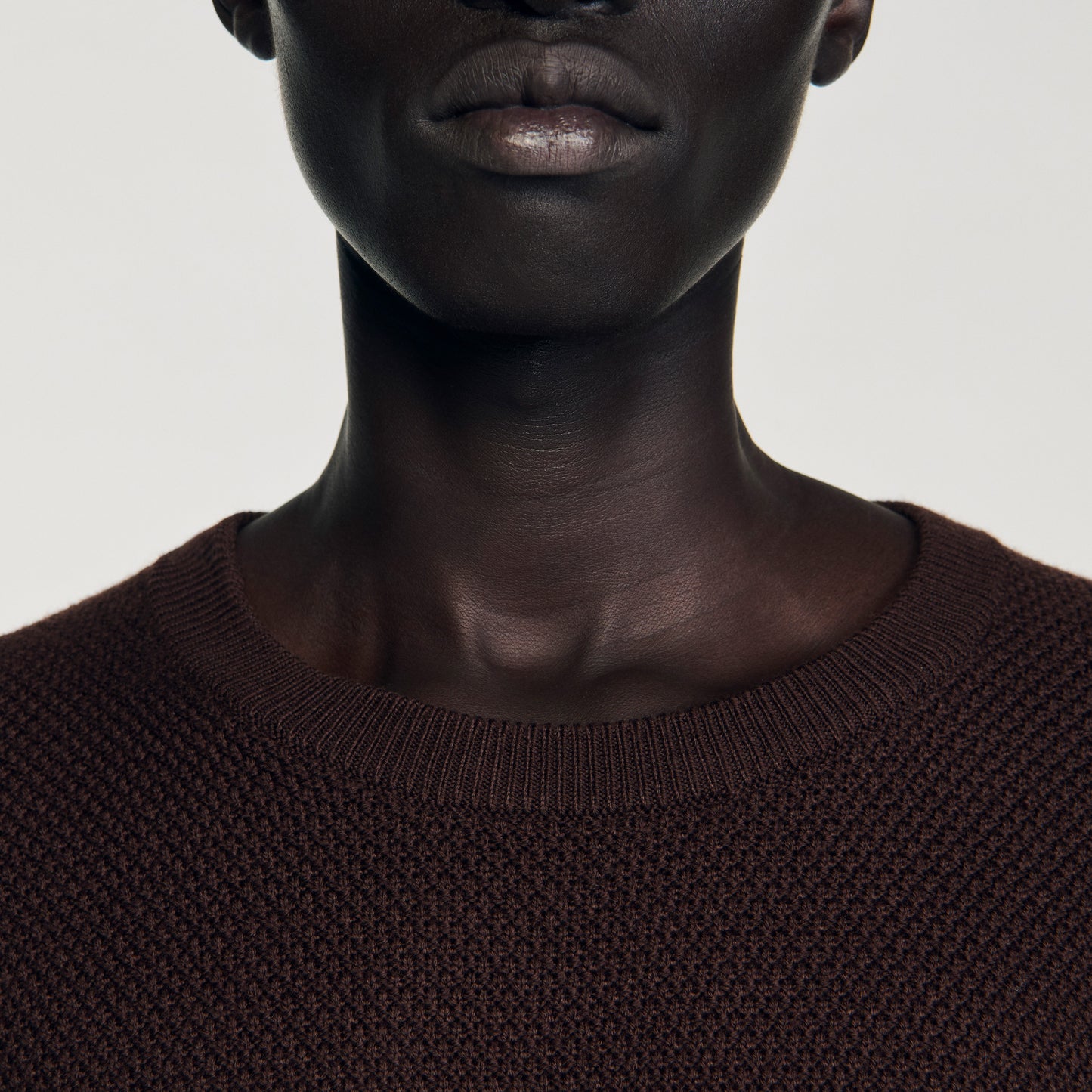 Rice Cotton Textured Knit Jumper Chocolate