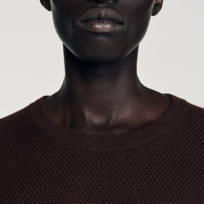 Rice Cotton Textured Knit Jumper Chocolate