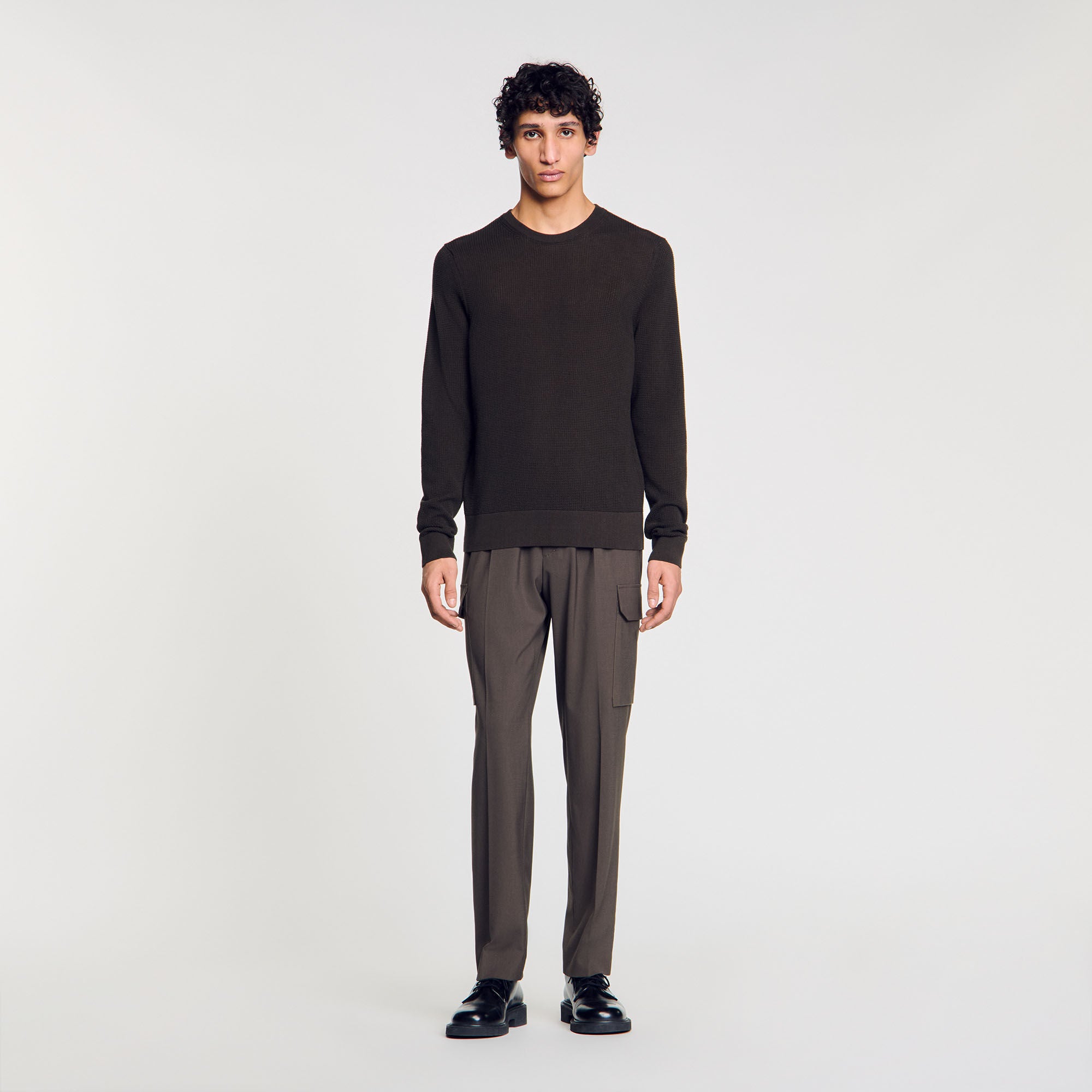 Textured Knit Jumper Dark Kaki