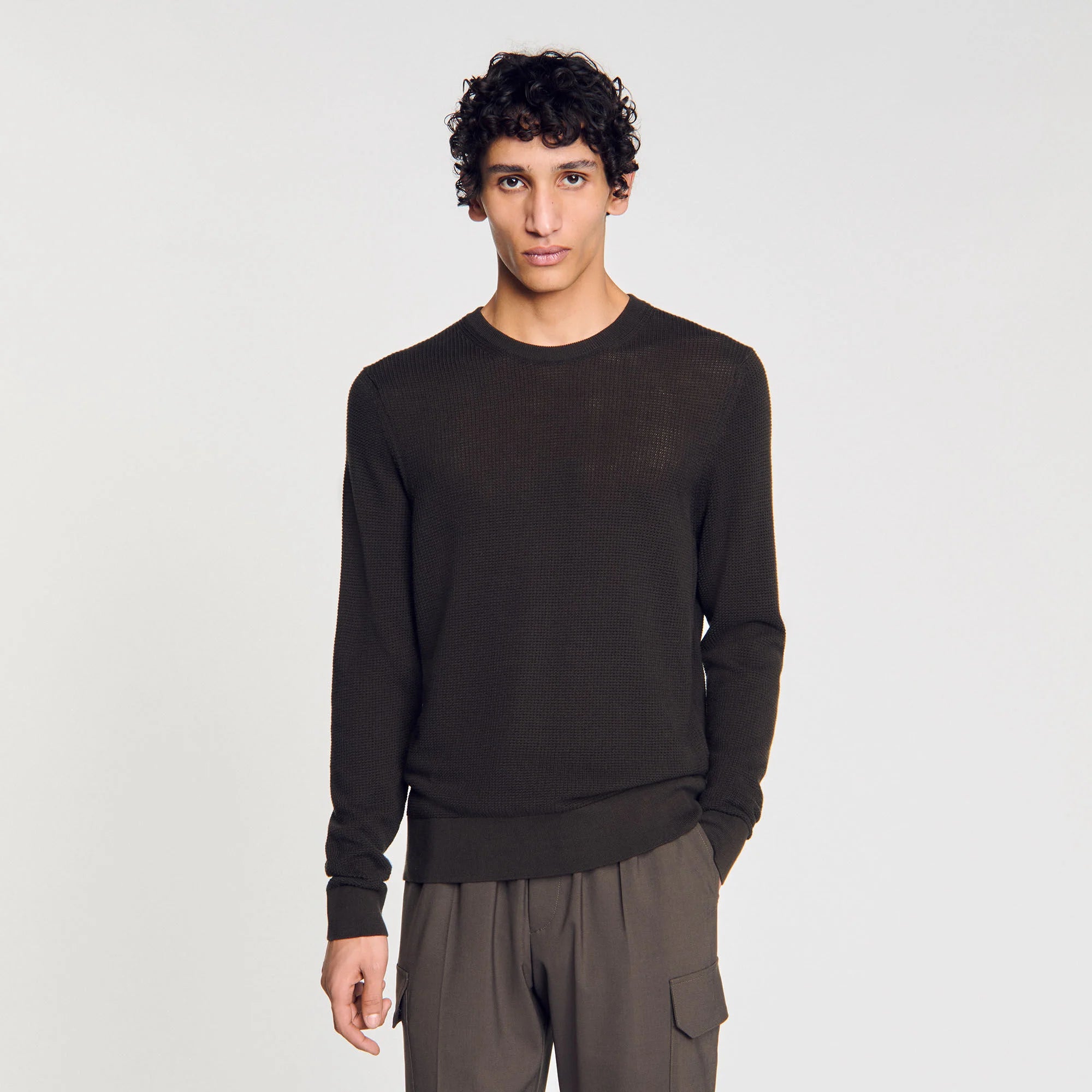 Textured Knit Jumper Dark Kaki