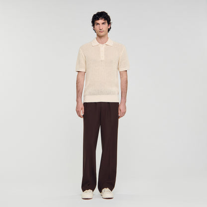 Crochet Polo Cotton Polo Shirt With Polo Collar Butter Cream
