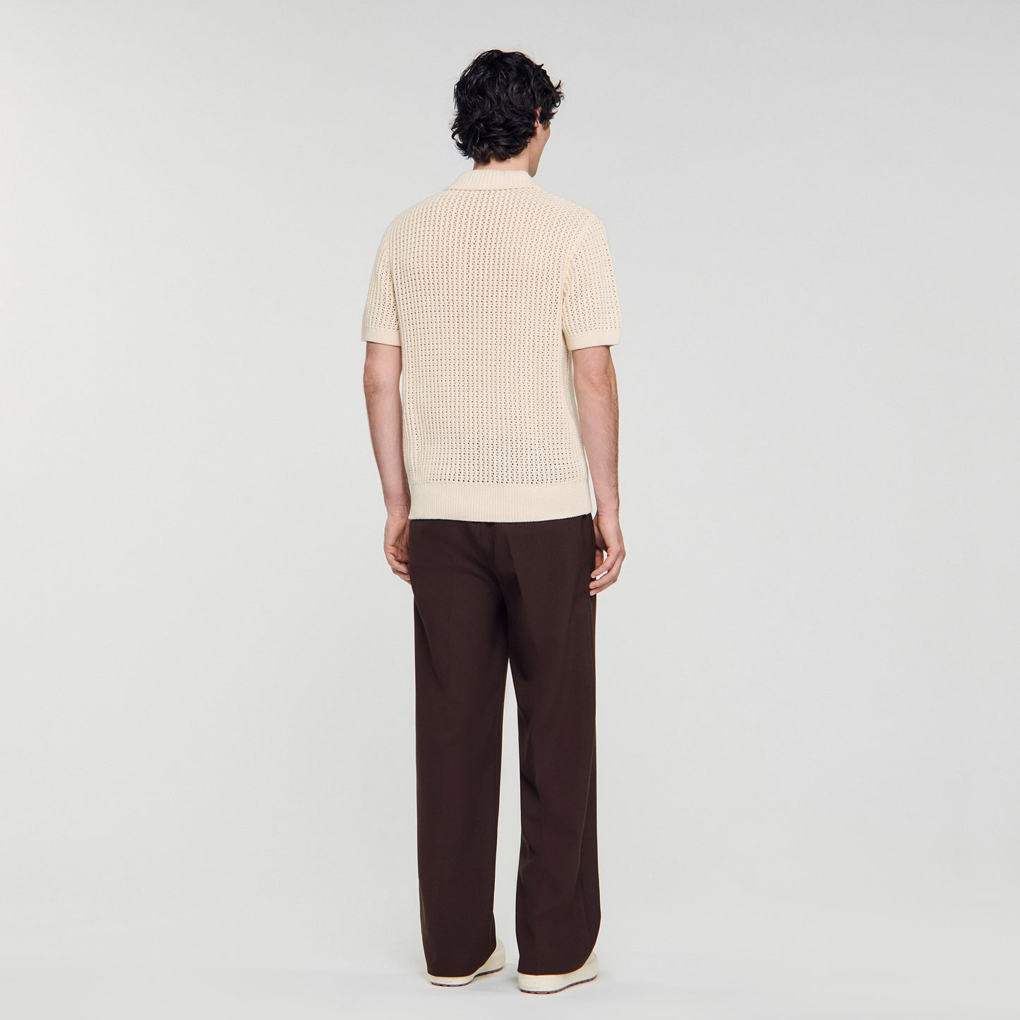 Crochet Polo Cotton Polo Shirt With Polo Collar Butter Cream