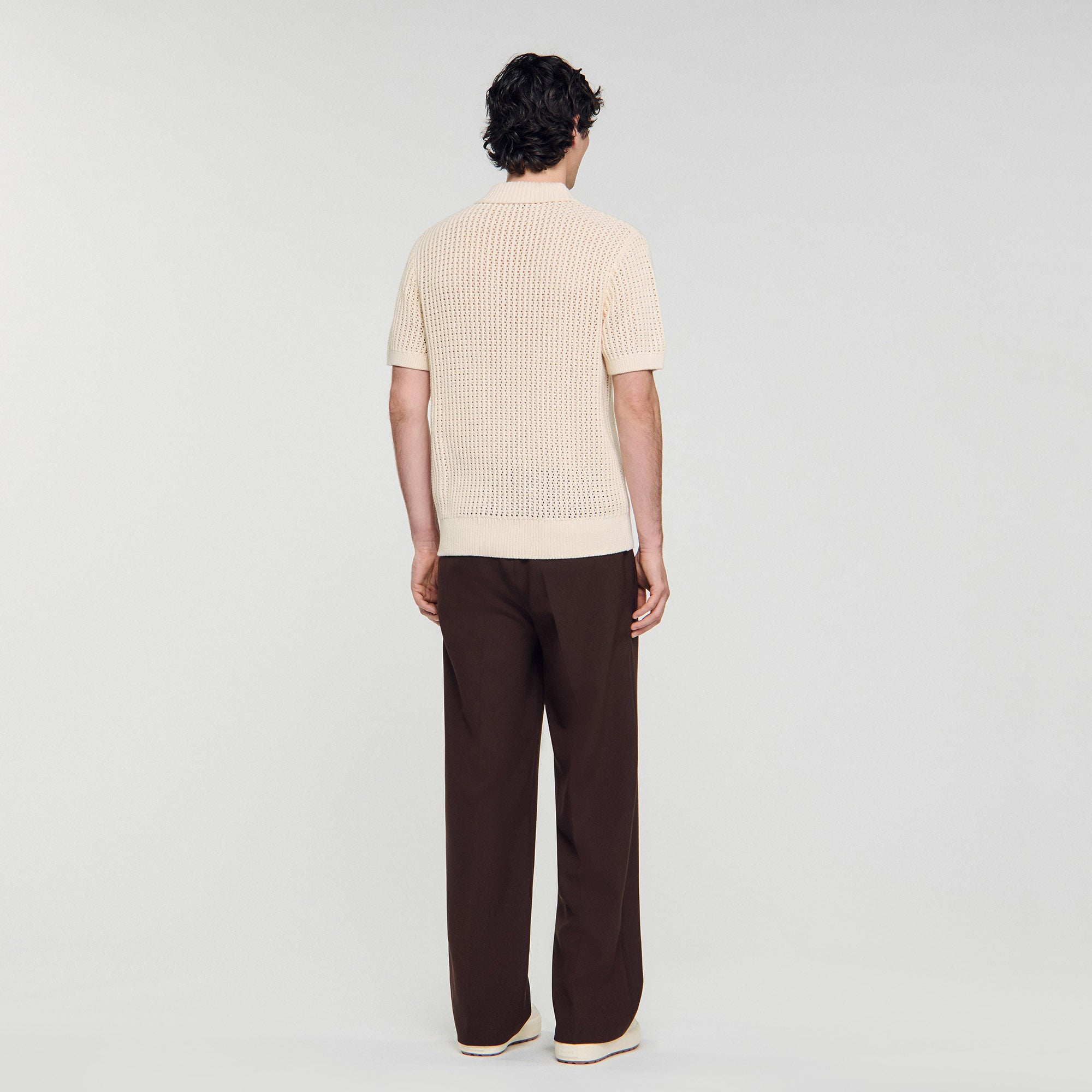 Crochet Polo Cotton Polo Shirt With Polo Collar Butter Cream