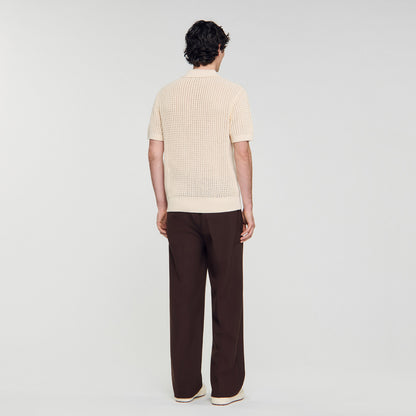 Crochet Polo Cotton Polo Shirt With Polo Collar Butter Cream