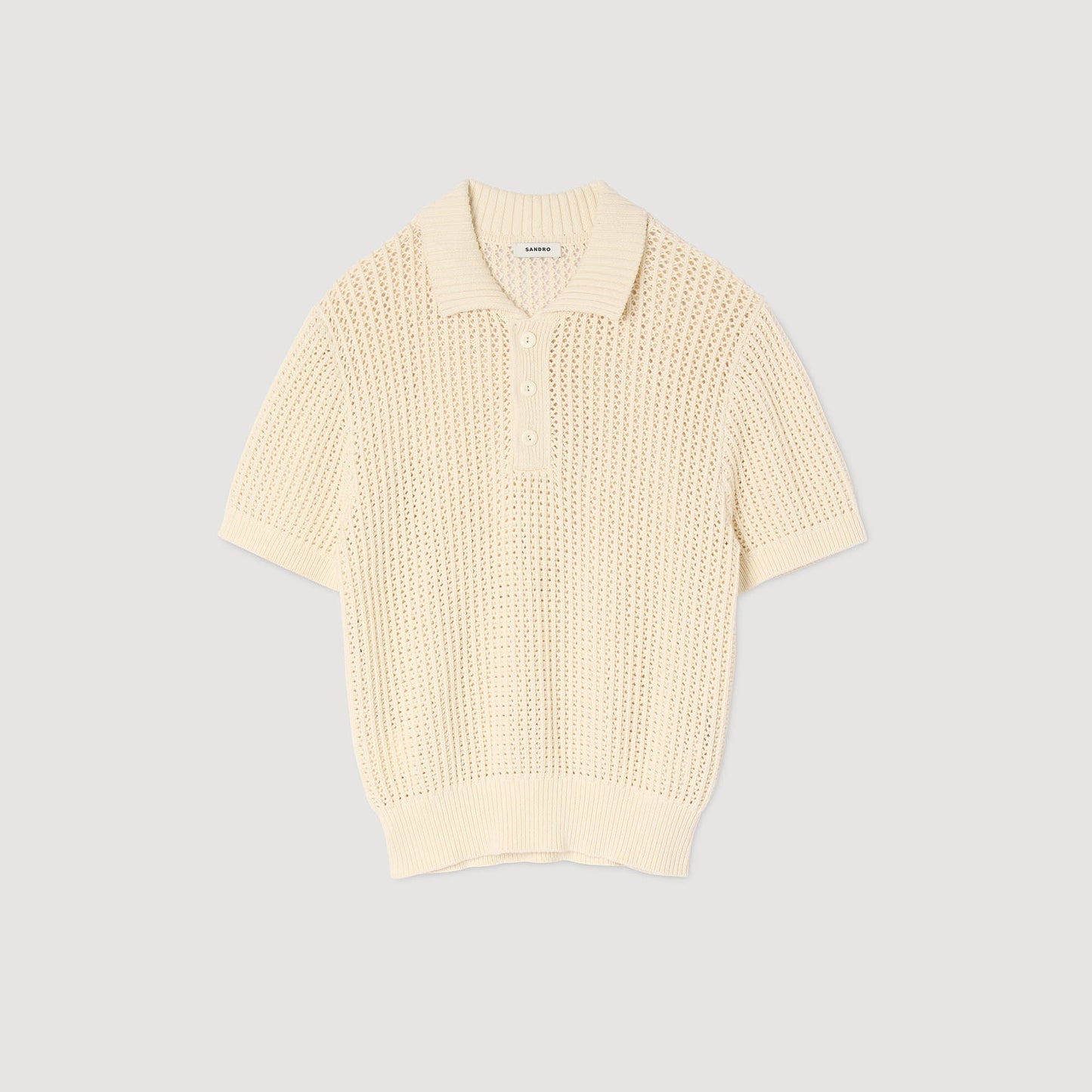 Crochet Polo Cotton Polo Shirt With Polo Collar Butter Cream