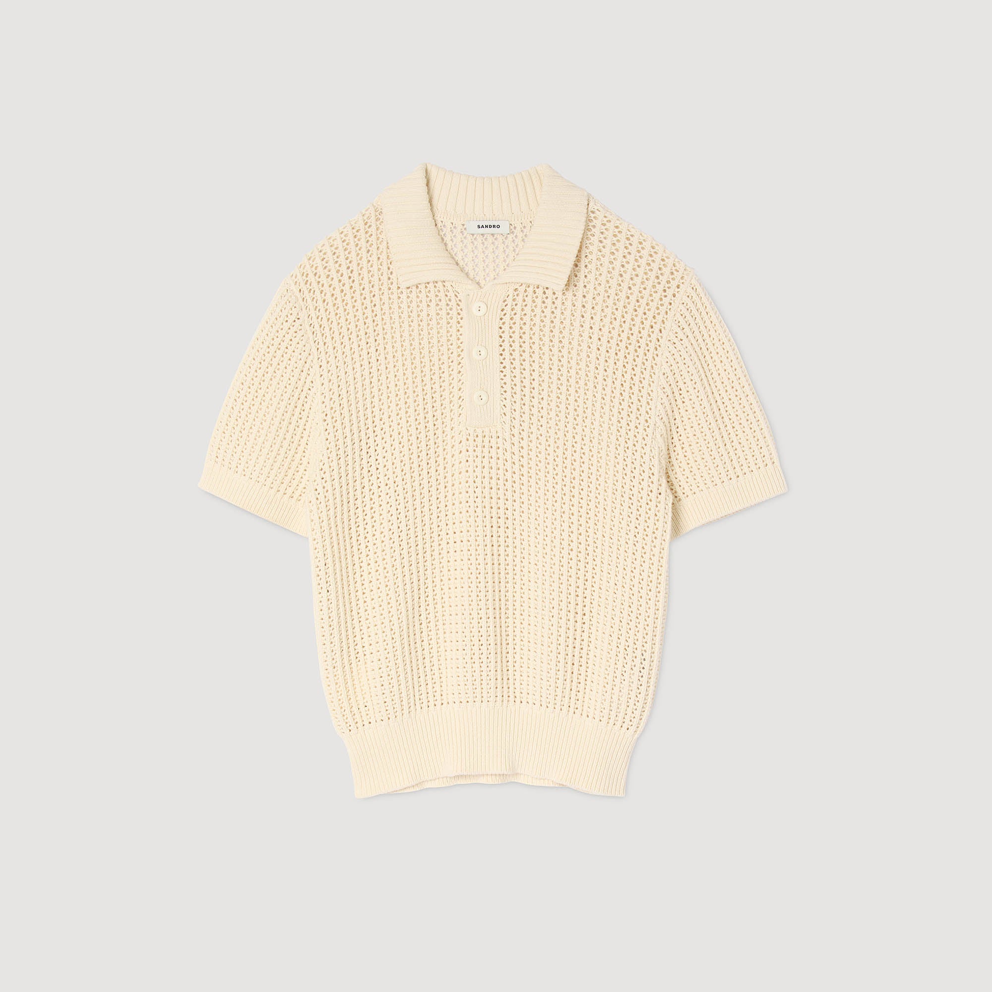 Crochet Polo Cotton Polo Shirt With Polo Collar Butter Cream