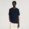 Cotton Knit Tee Fine Knit T-Shirt Navy Blue