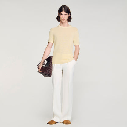Cotton Knit Tee Fine Knit T-Shirt Butter Cream