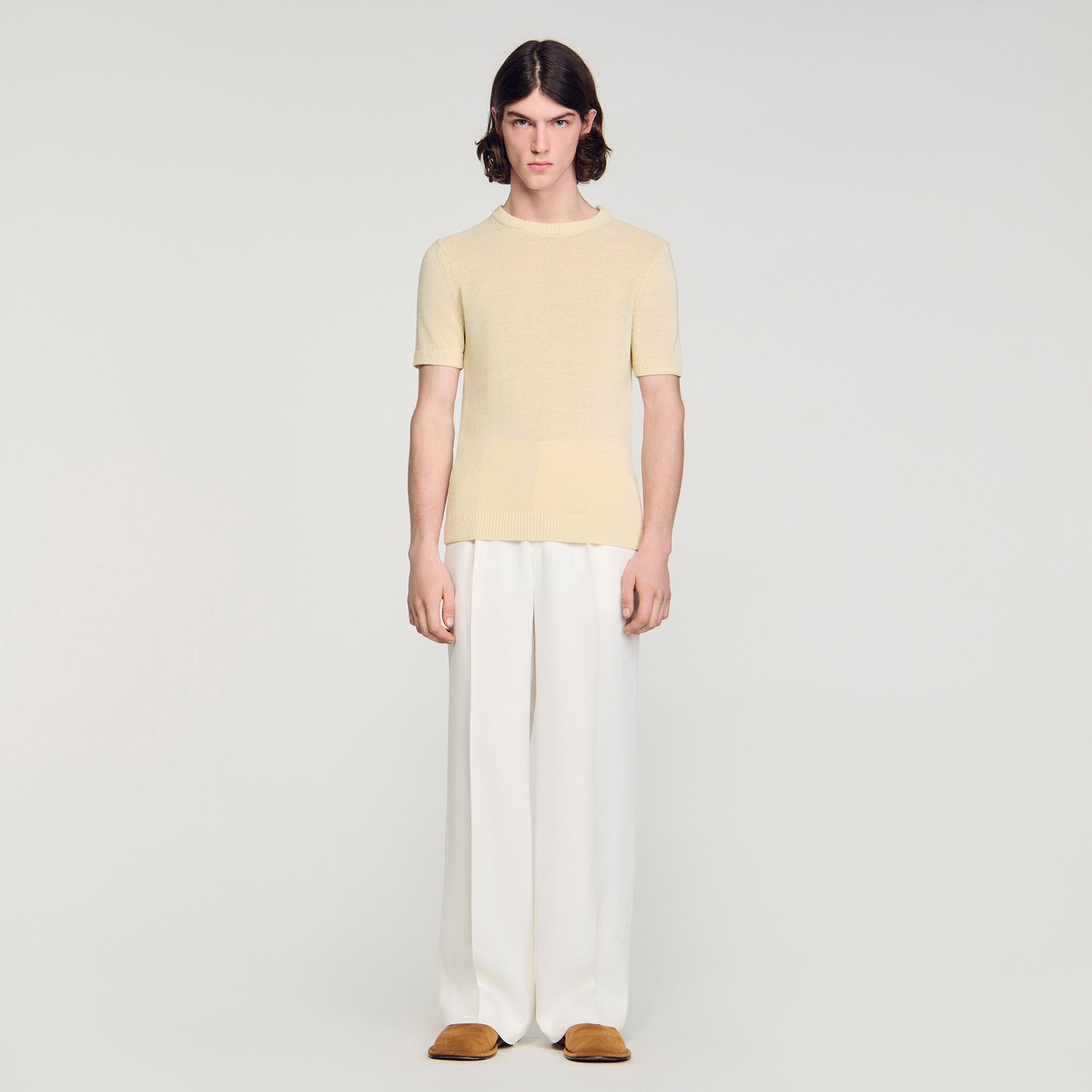 Cotton Knit Tee Fine Knit T-Shirt Butter Cream