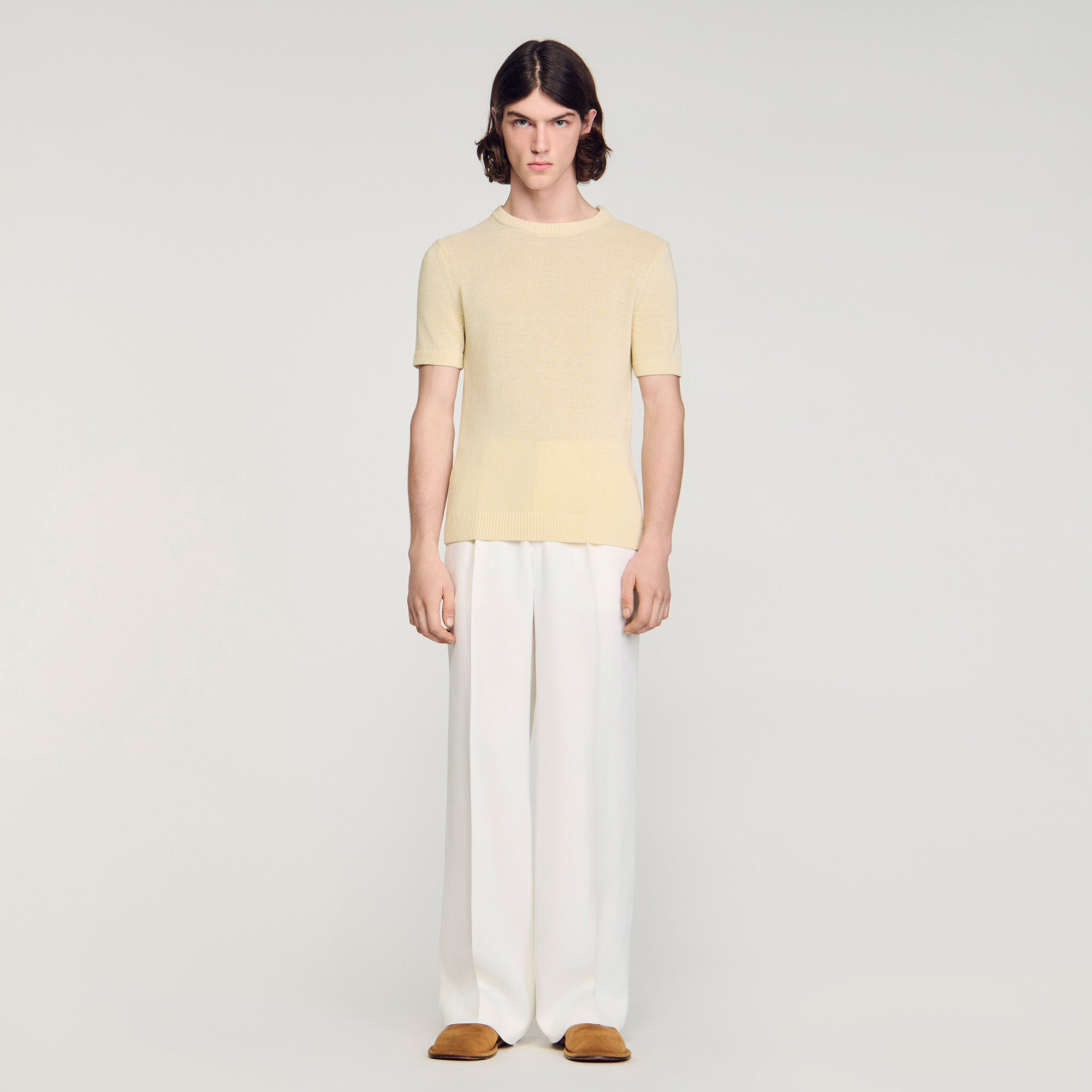 Cotton Knit Tee Fine Knit T-Shirt Butter Cream