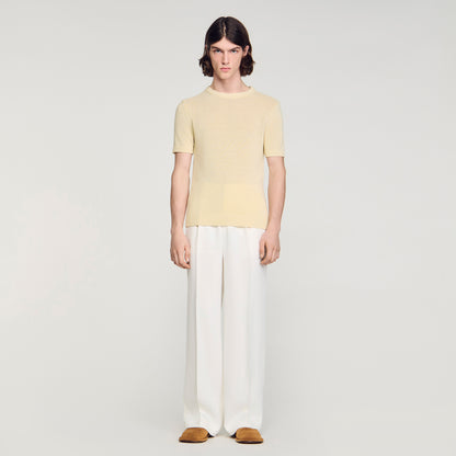 Cotton Knit Tee Fine Knit T-Shirt Butter Cream
