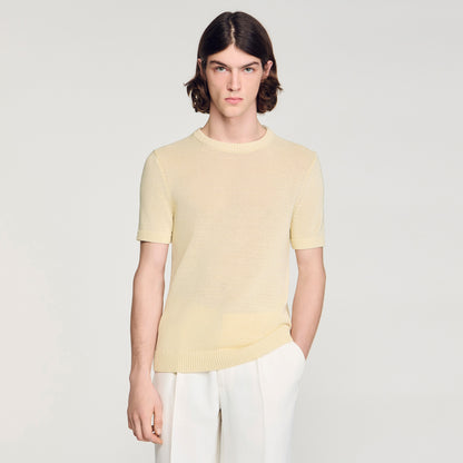Cotton Knit Tee Fine Knit T-Shirt Butter Cream