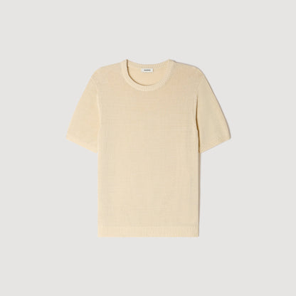 Cotton Knit Tee Fine Knit T-Shirt Butter Cream