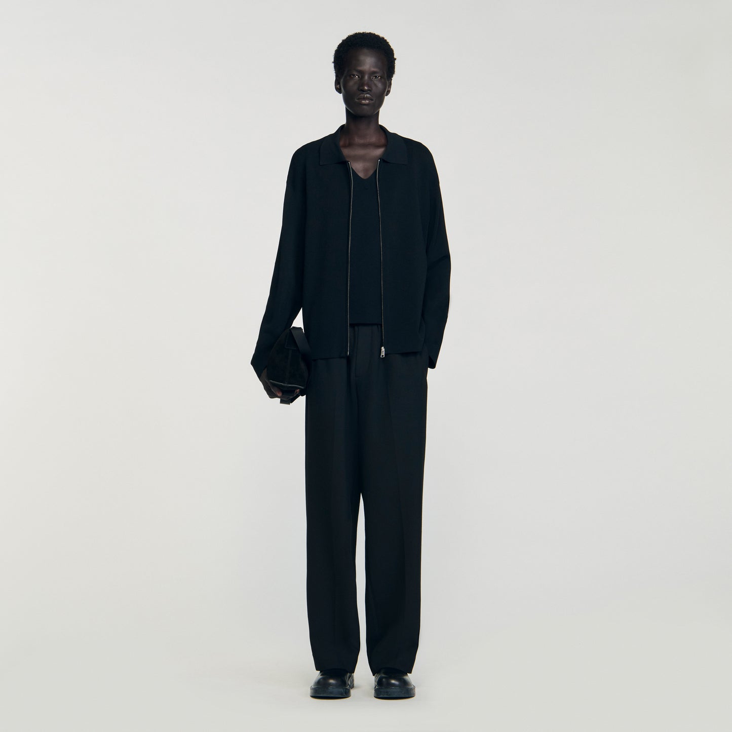 Zip Cardigan Zip-up cardigan Black