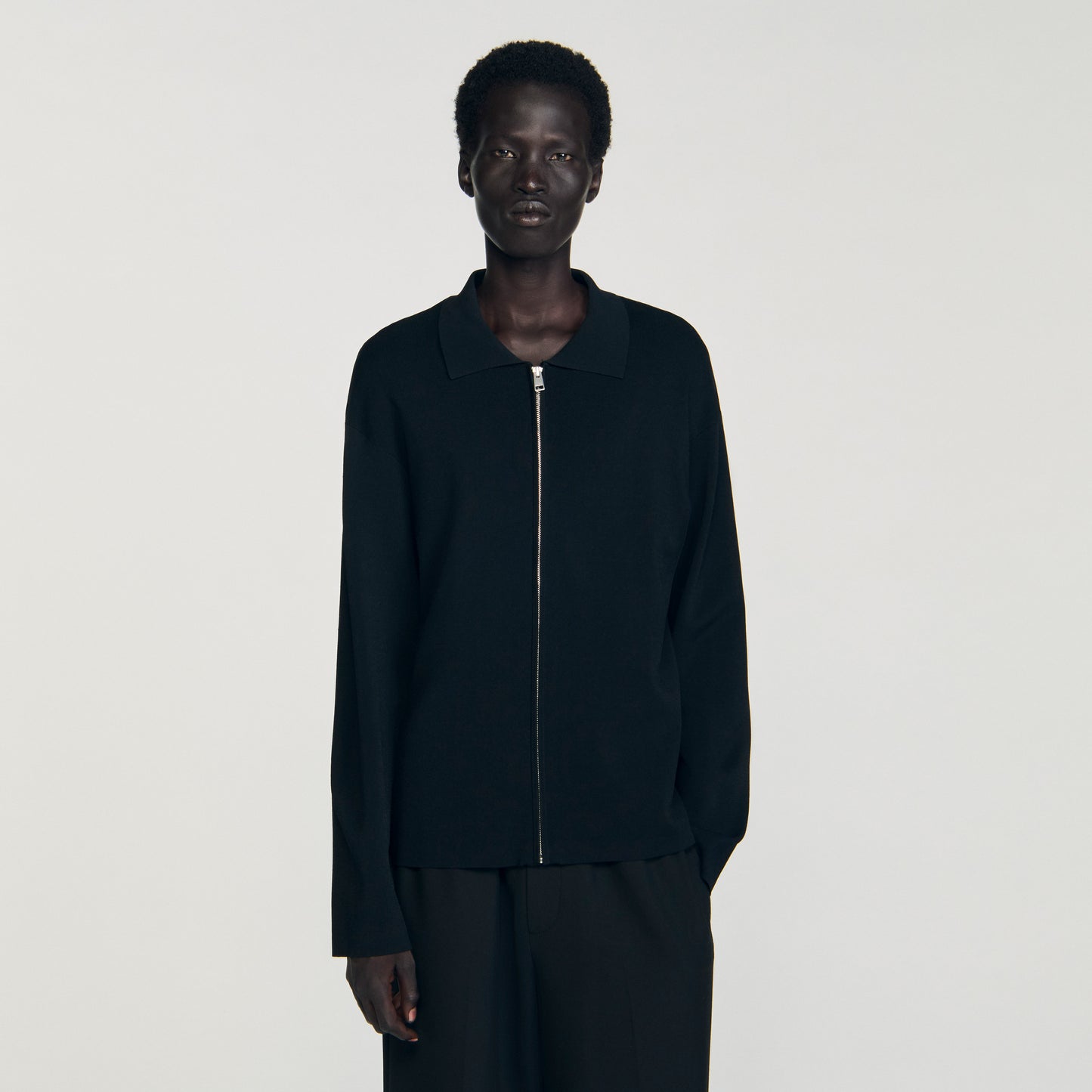 Zip Cardigan Zip-up cardigan Black