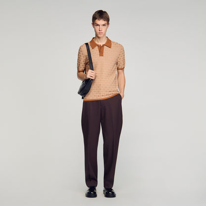 Square Cross Polo Shirt Camel