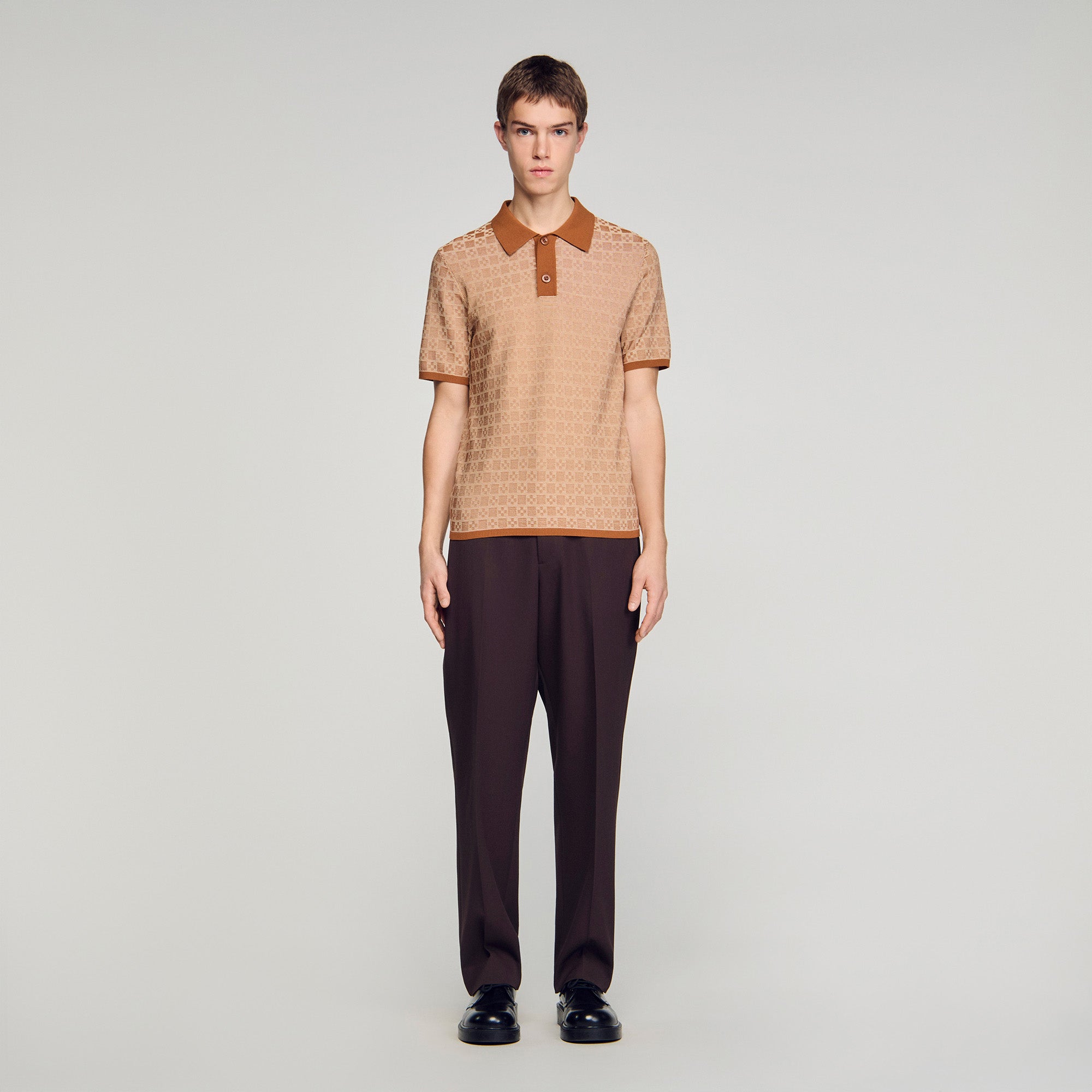 Square Cross Polo Shirt Camel