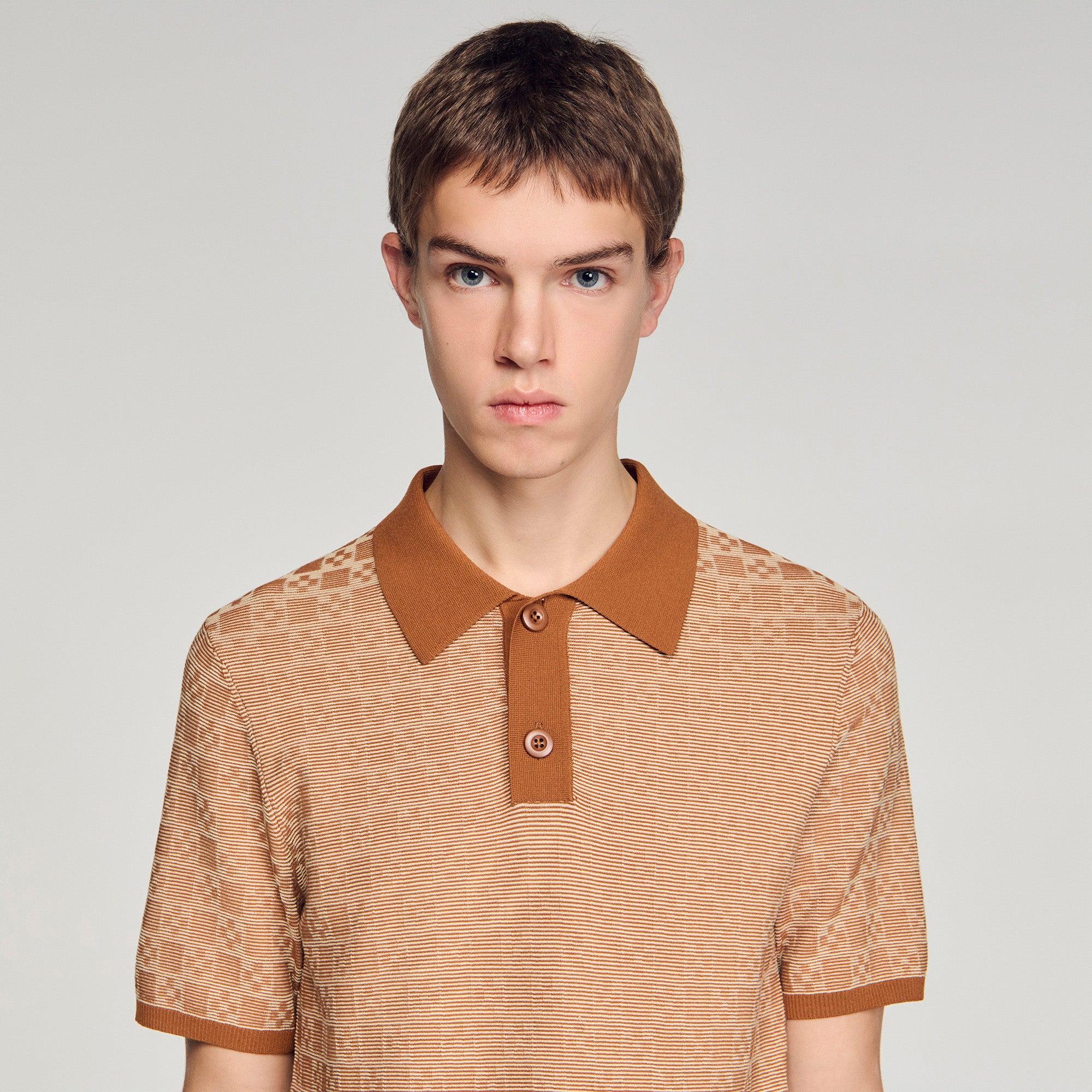 Square Cross Polo Shirt Camel