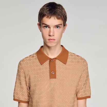 Square Cross Polo Shirt Camel