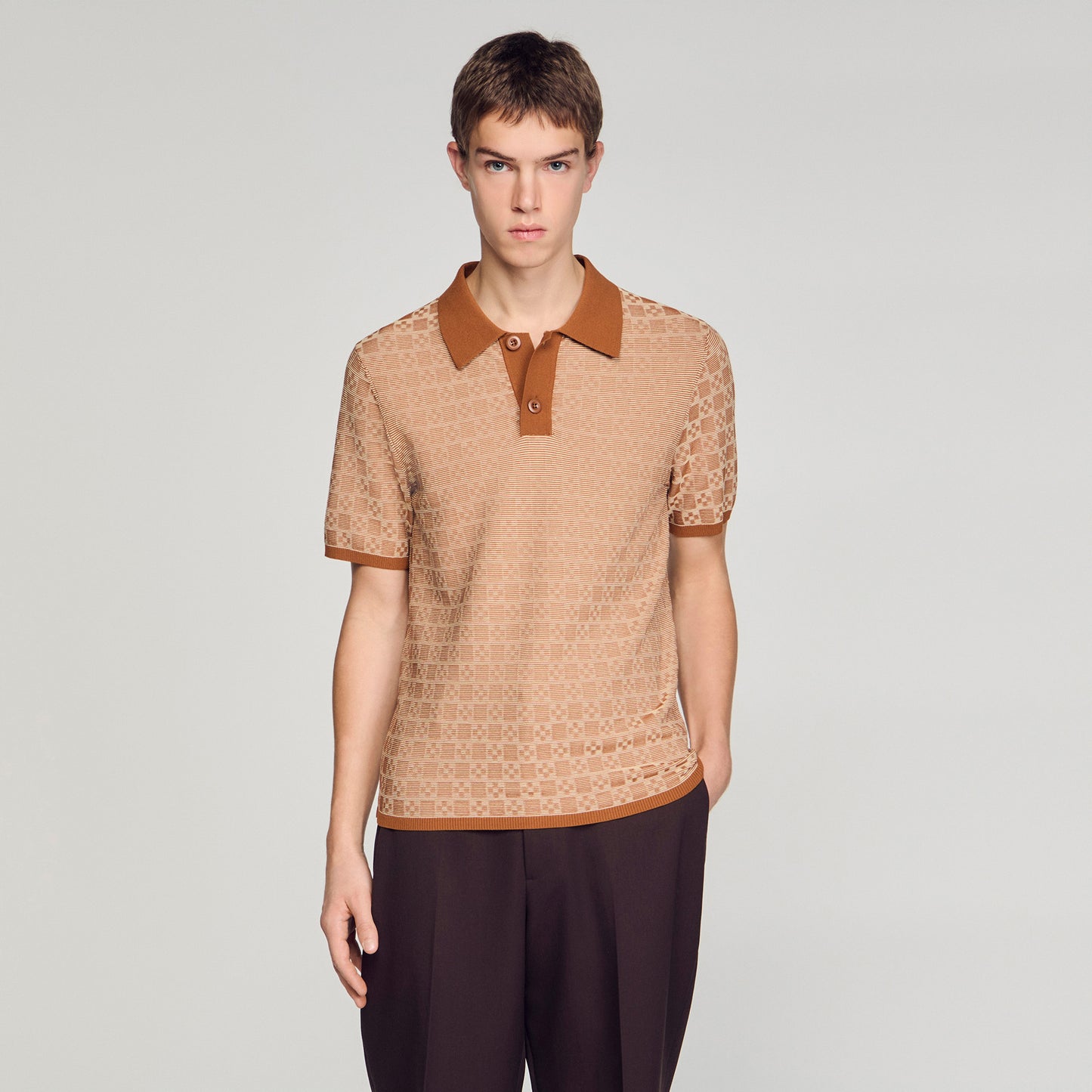 Square Cross Polo Shirt Camel
