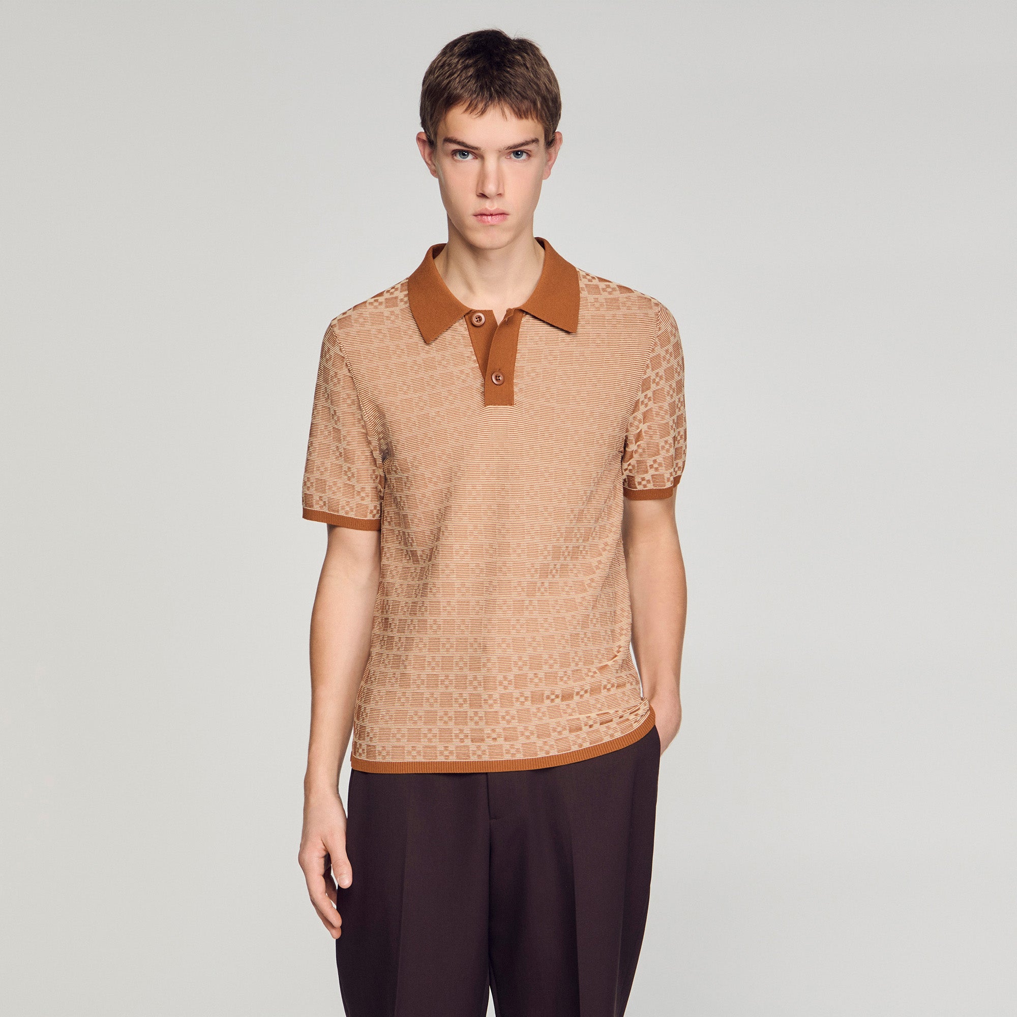 Square Cross Polo Shirt Camel