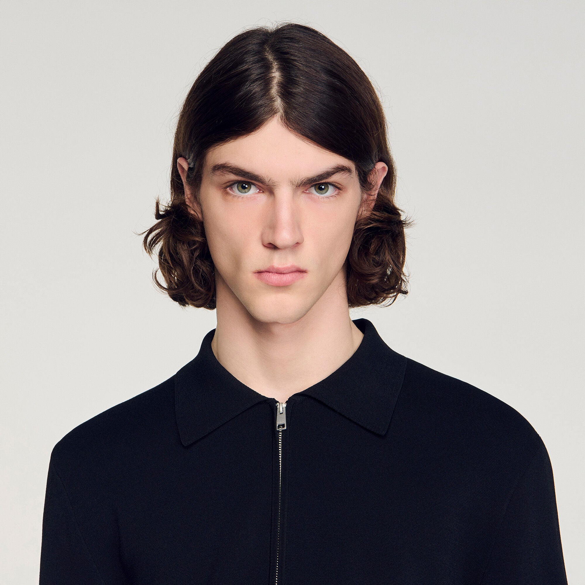 Home Zip Cardigan Zipped Viscose Knit Cardigan Black