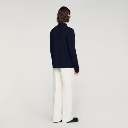 Home Zip Cardigan Zipped Viscose Knit Cardigan Black