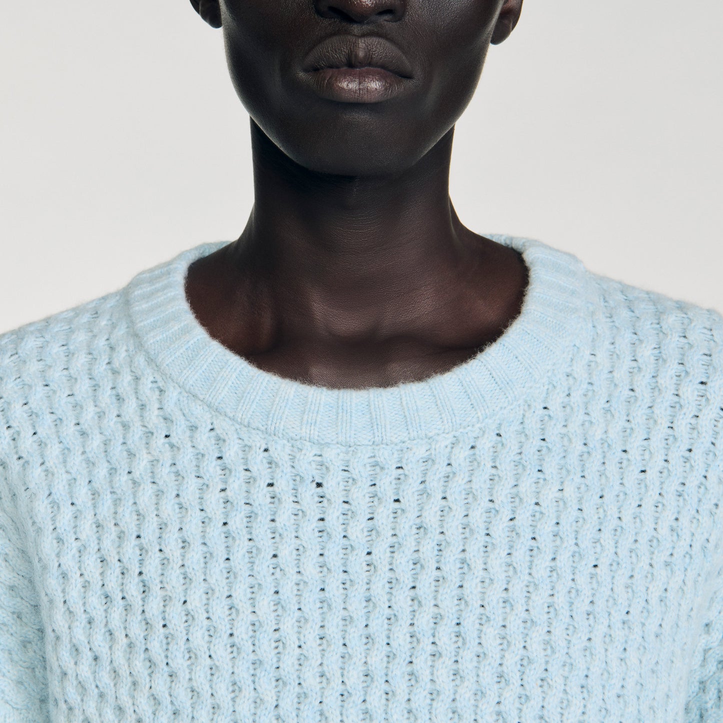 Honeycomb Pull Honeycomb Stitch Wool Jumper Sky Blue