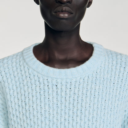 Honeycomb Pull Honeycomb Stitch Wool Jumper Sky Blue