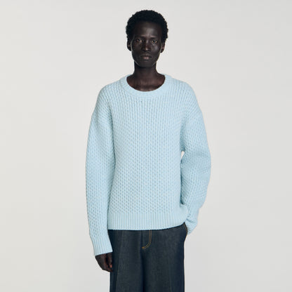 Honeycomb Pull Honeycomb Stitch Wool Jumper Sky Blue