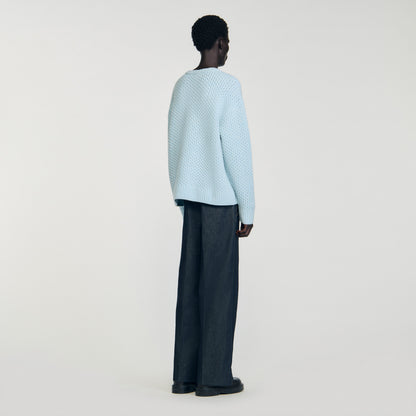 Honeycomb Pull Honeycomb Stitch Wool Jumper Sky Blue
