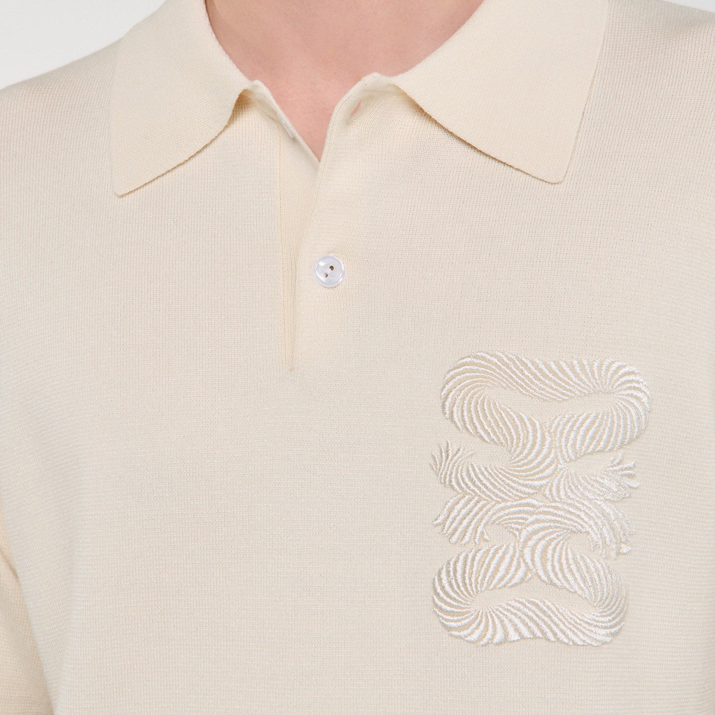 Big 4S Rope Polo Polo With Rope Embroidery Butter Cream