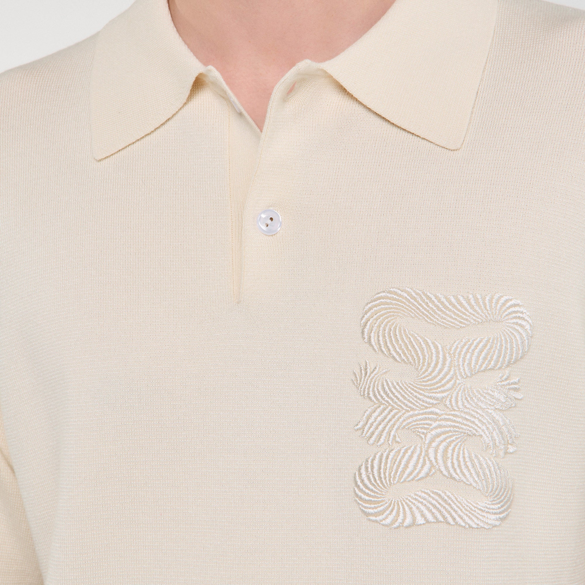 Big 4S Rope Polo Polo With Rope Embroidery Butter Cream