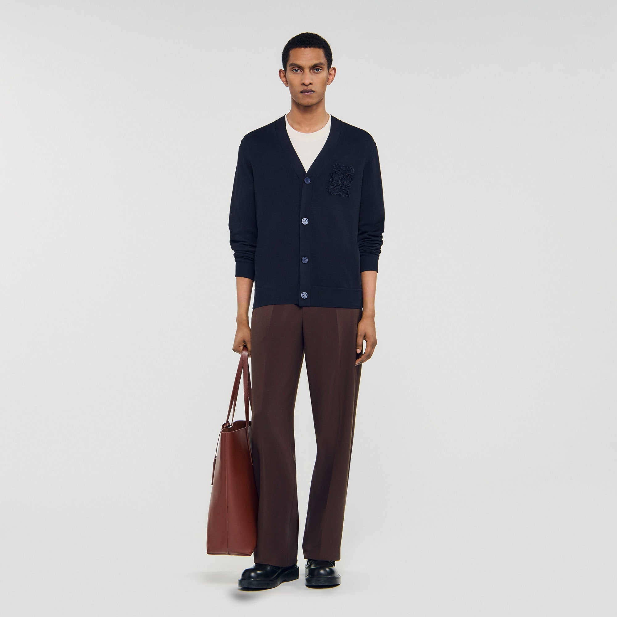 Big 4S Rope Cardigan Cardigan With Rope Embroidery Navy Blue