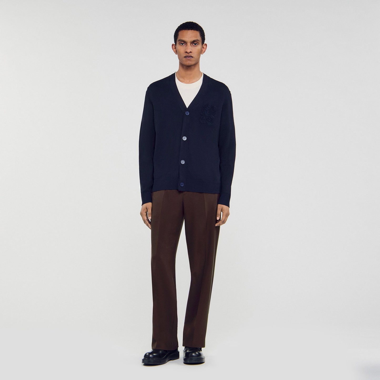 Big 4S Rope Cardigan Cardigan With Rope Embroidery Navy Blue