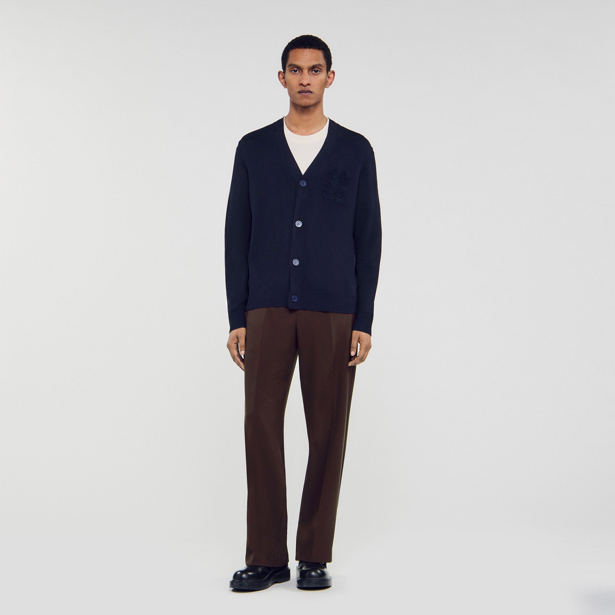 Big 4S Rope Cardigan Cardigan With Rope Embroidery Navy Blue