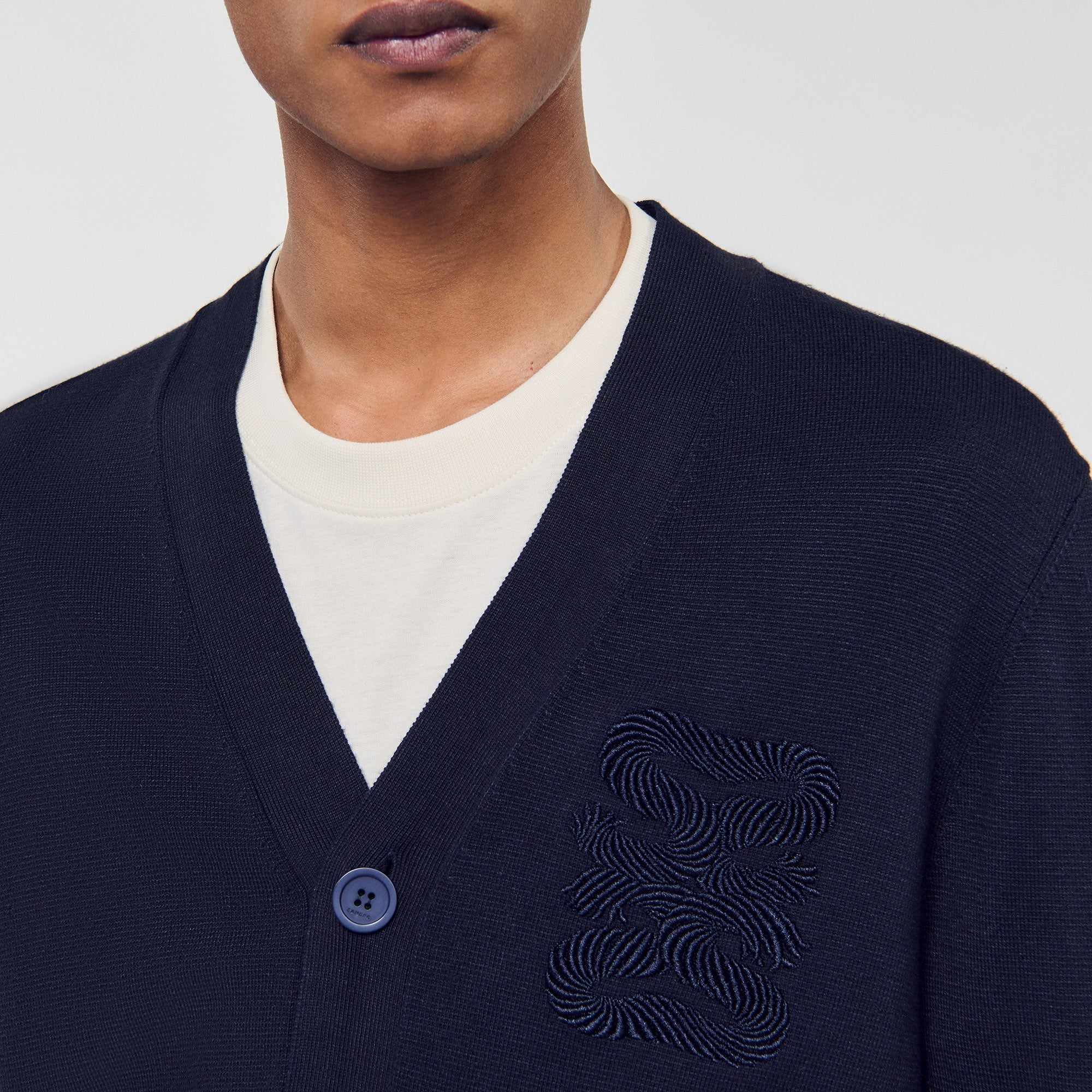 Big 4S Rope Cardigan Cardigan With Rope Embroidery Navy Blue