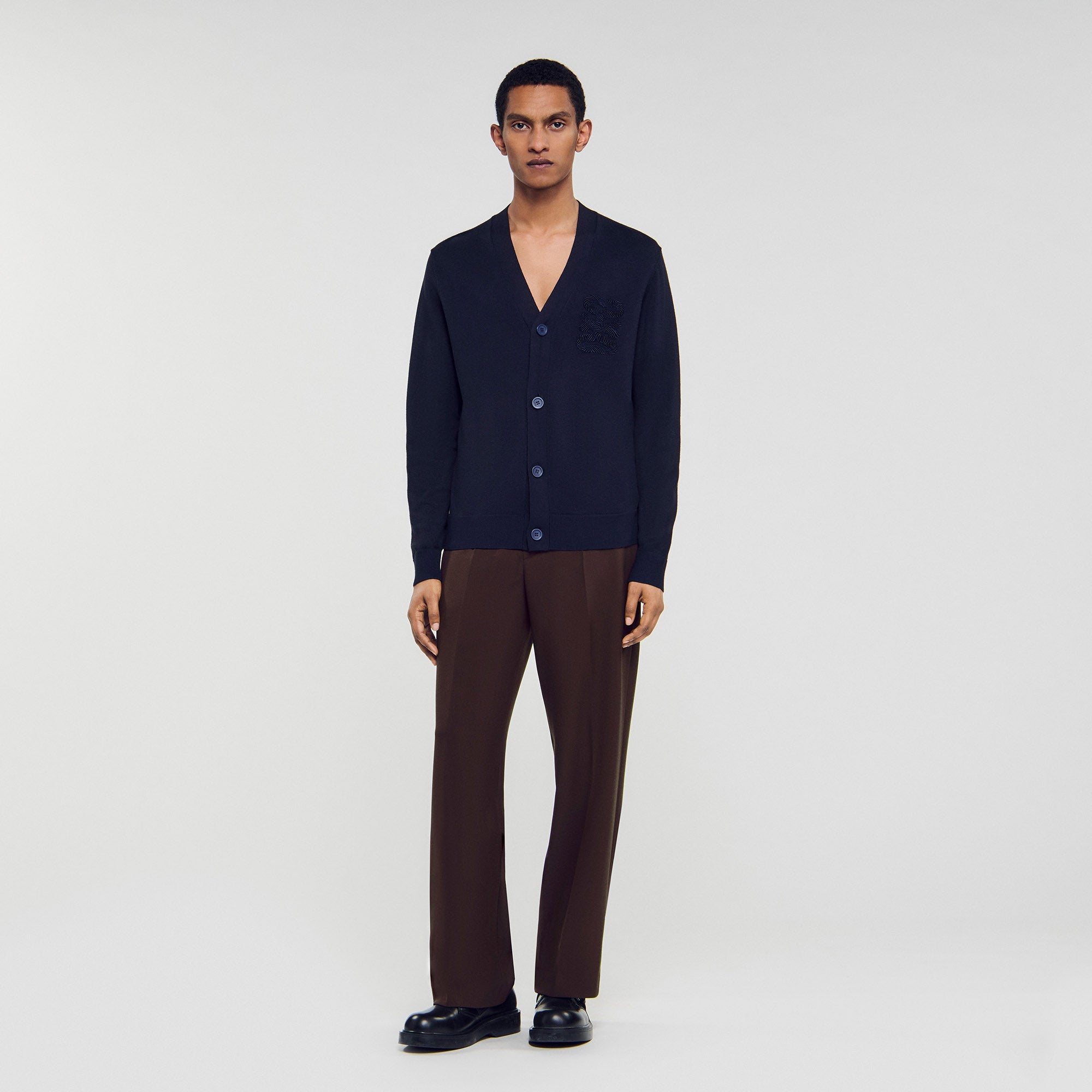 Big 4S Rope Cardigan Cardigan With Rope Embroidery Navy Blue