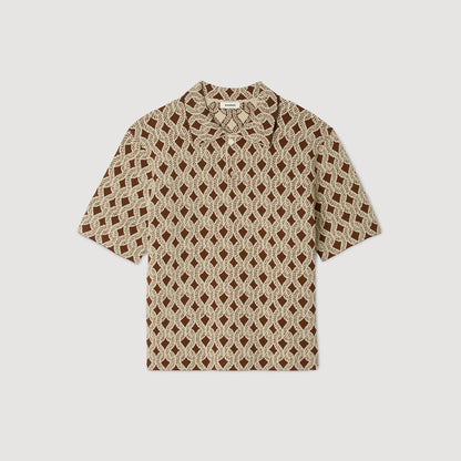 Terry Rope Shirt Rope Jacquard Cardigan Shirt Butter Cream