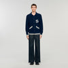 Varsity Cardigan Wool Cardigan With Patch S Navy Blue