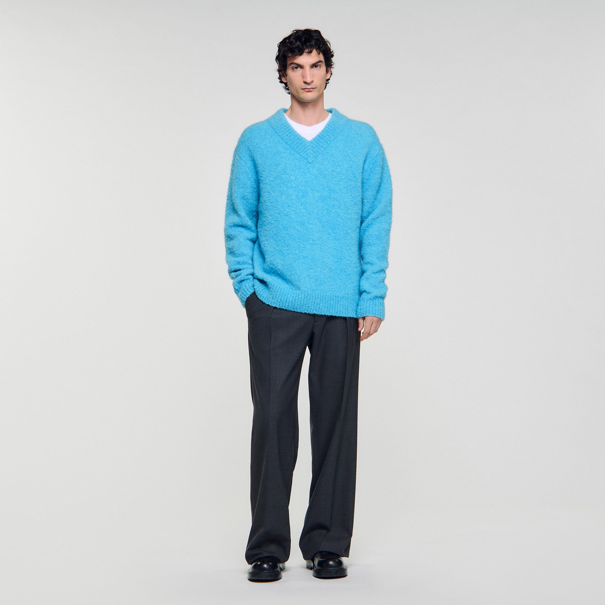 Antonio Pull V-Neck Long-Sleeve Jumper Turquoise