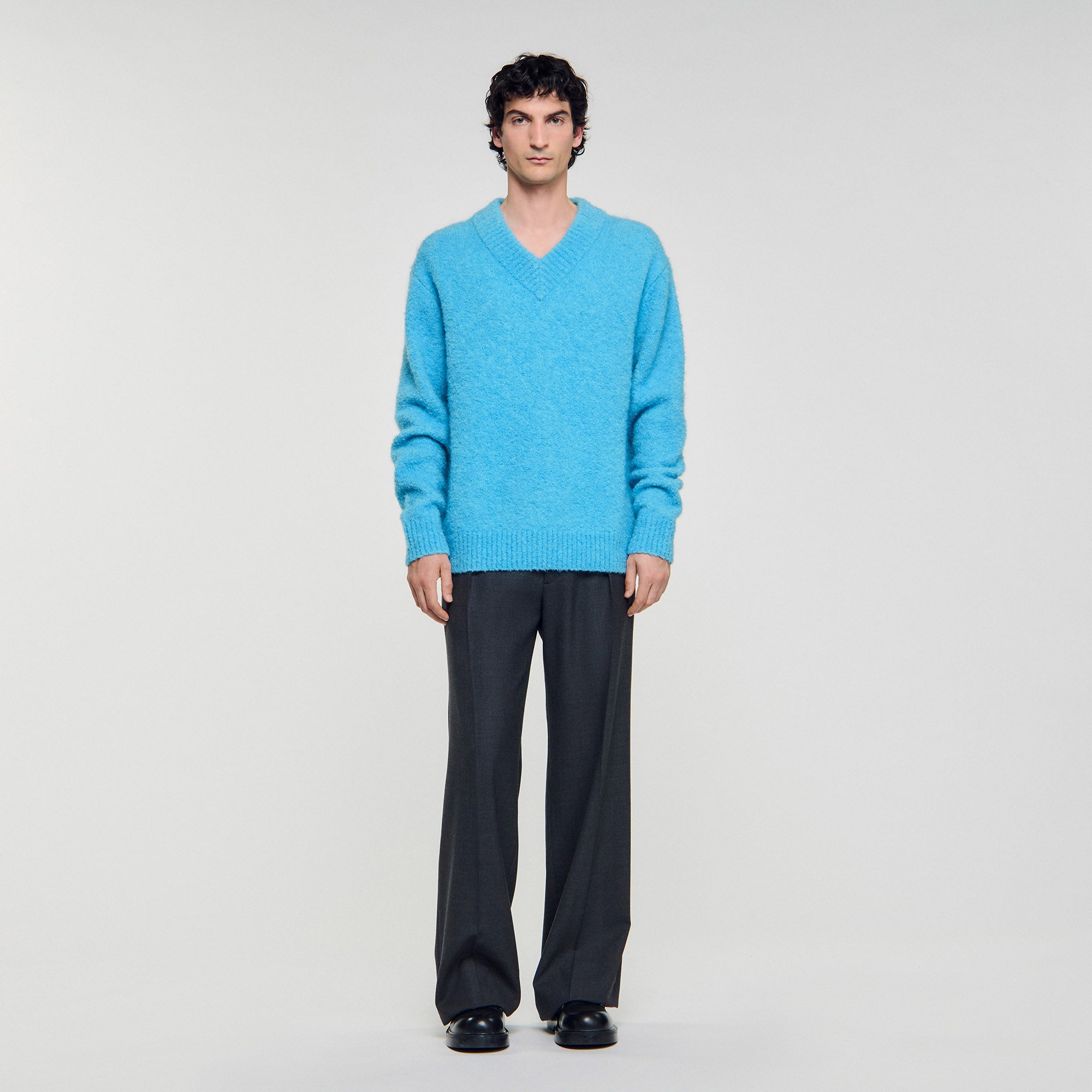 Antonio Pull V-Neck Long-Sleeve Jumper Turquoise