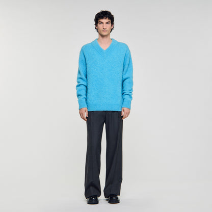 Antonio Pull V-Neck Long-Sleeve Jumper Turquoise