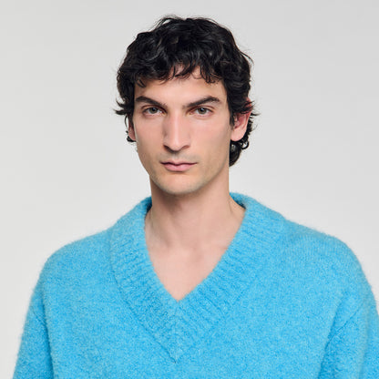 Antonio Pull V-Neck Long-Sleeve Jumper Turquoise