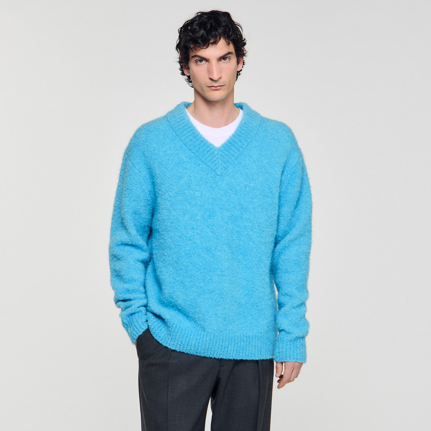 Antonio Pull V-Neck Long-Sleeve Jumper Turquoise