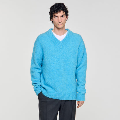 Antonio Pull V-Neck Long-Sleeve Jumper Turquoise