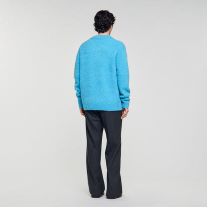 Antonio Pull V-Neck Long-Sleeve Jumper Turquoise
