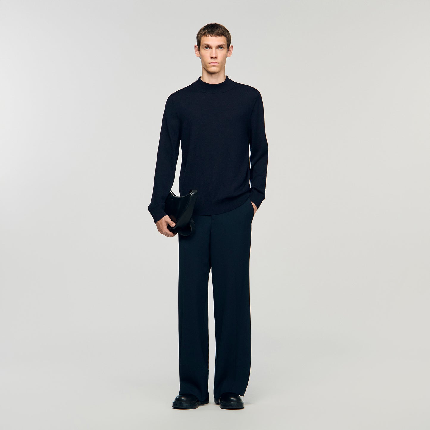 Industrial Wool jumper with high neck Midnight Blue